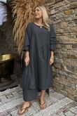 Made in Italy Purdy Pure Cotton Smock Dress Charcoal